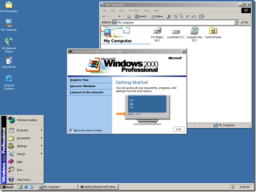 <화면 5> 윈도우2000 프로페셔널